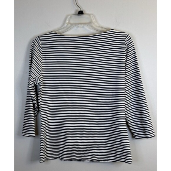 J. MCLAUGHLIN Wavesong Stripe Catalina Cloth Top Small 3/4 Sleeve Button Stretch - Picture 3 of 9